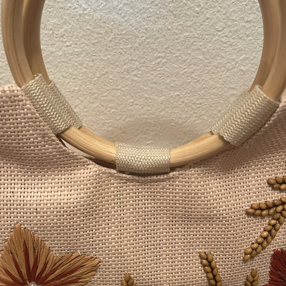 Vintage Preston & York 100% Straw Embroidered Bag